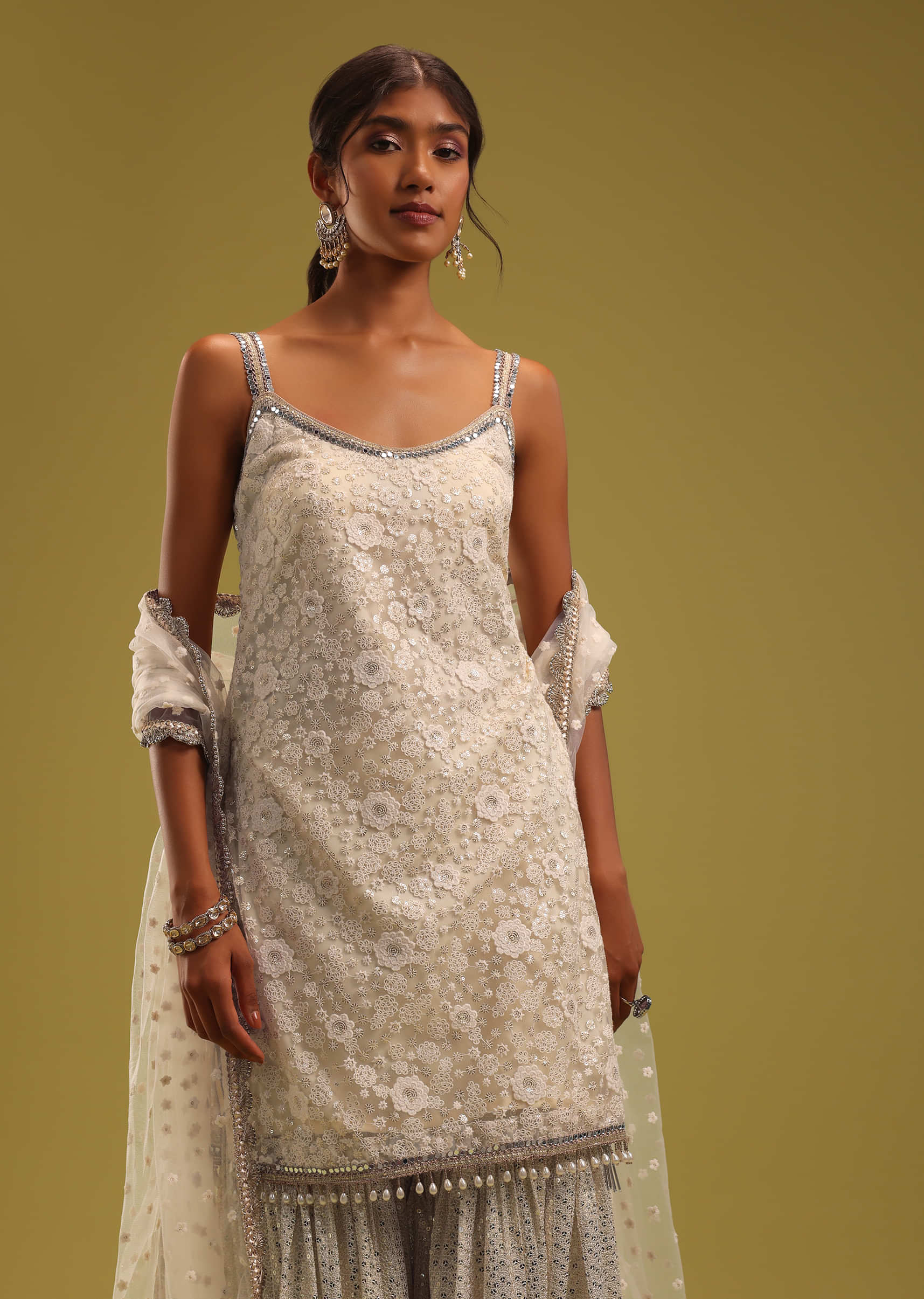 Buy Ada Hand Embroidered Lucknowi Chikankari Cotton Kurta Kurti for Women  A195999 White (S) at Amazon.in