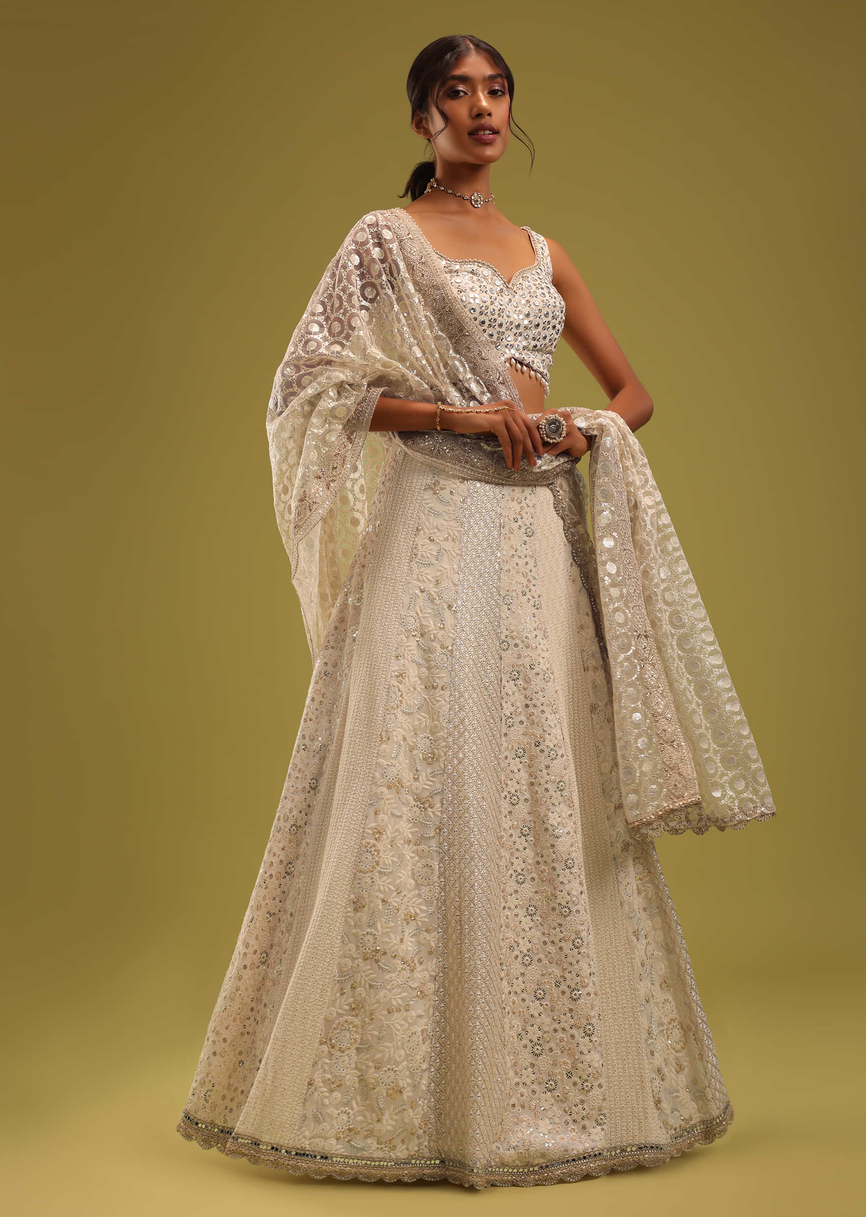 Buy Ivory Chikankari Pure Georgette Hand Embroidered Lucknowi Online in  India - Etsy