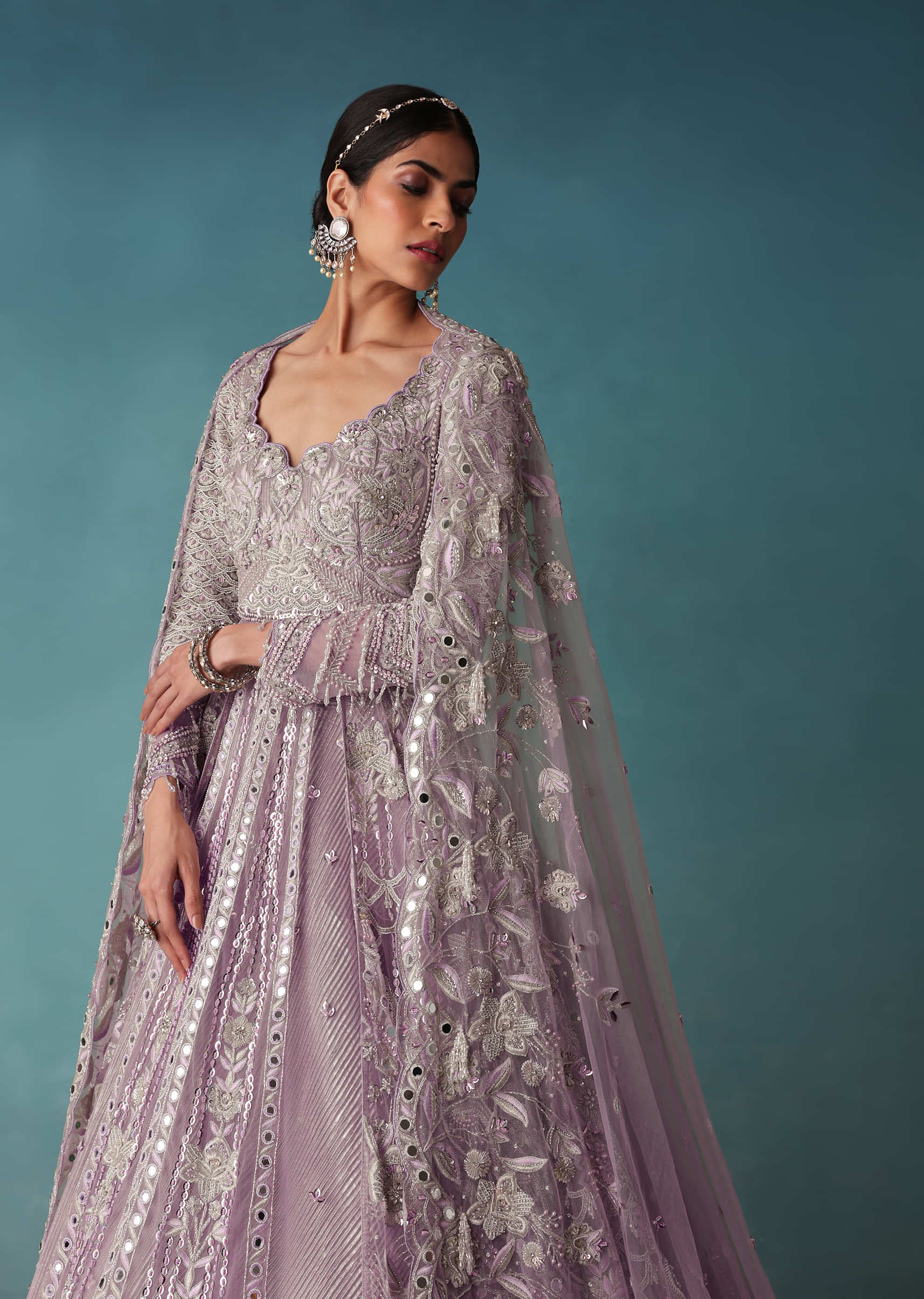 Buy Lavender Mist Bridal Lehenga Set With Hand Work KALKI Fashion India