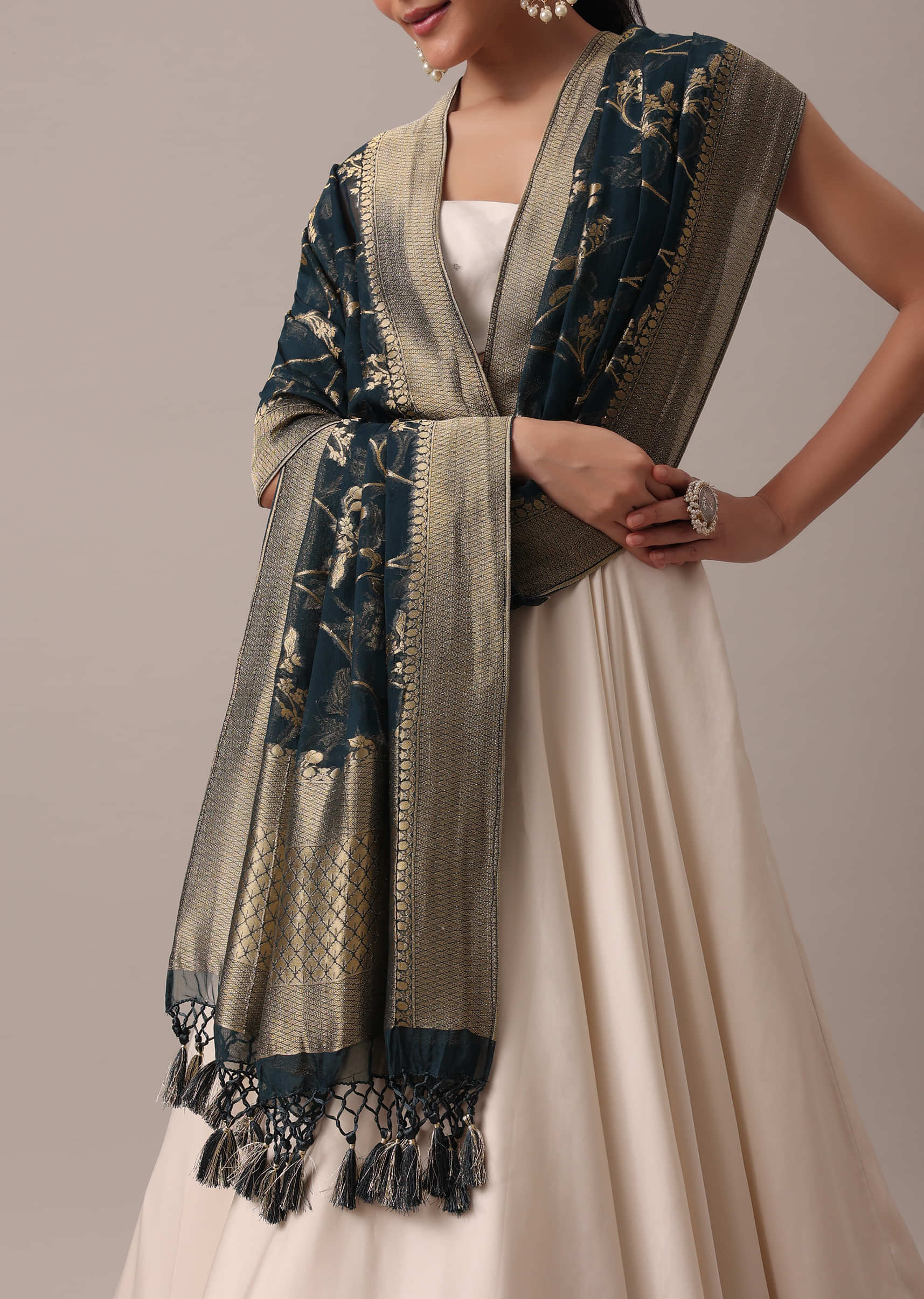 Ash Grey Shapewear Saree Petticoat In Cotton Lycra With Elastic Waistband  And Slit