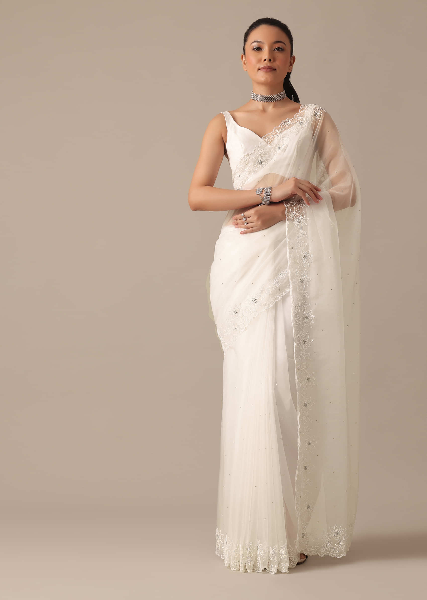 Formal Wear Traditional Pure Plain Linen Saree, 6 m (with blouse piece)