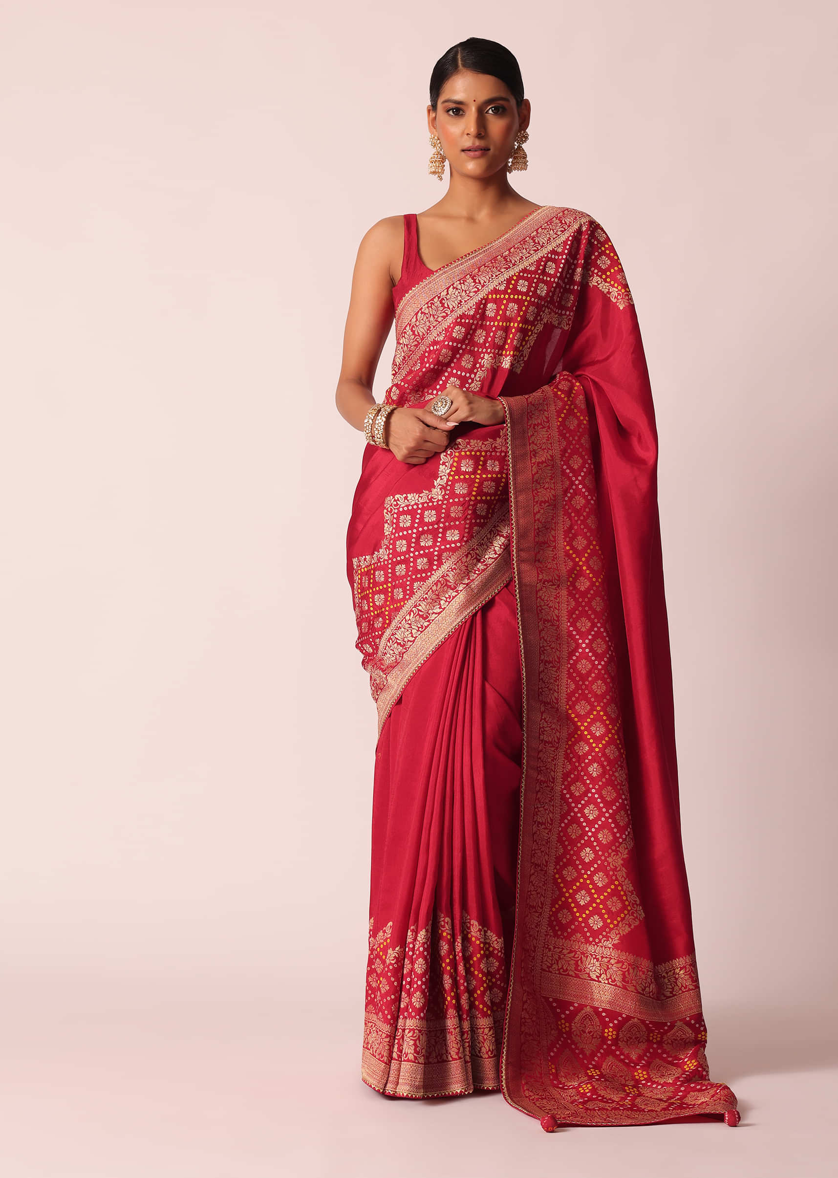 Pink Color Unique Bandhani Printed Casual Wear Sarees – Anantham Silks