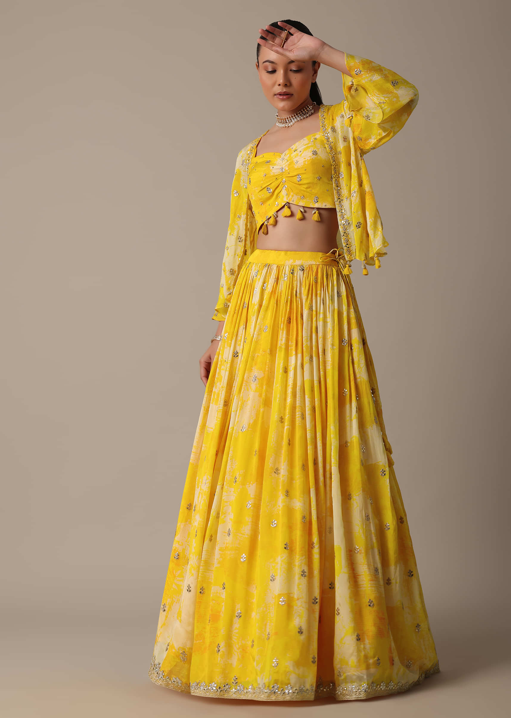 Yellow Embroidered Lehenga Set - Kalki Fashion- Fabilicious Fashion