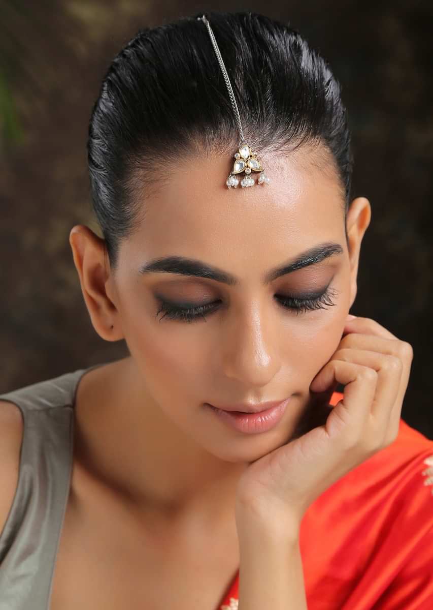 Silver And Gold Mangtika Featuring Timeless Victorian Polki And Cubic Zirconia By Paisley Pop