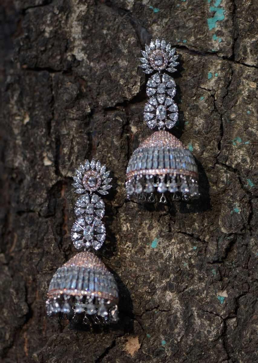 Crystal jhumkas hot sale