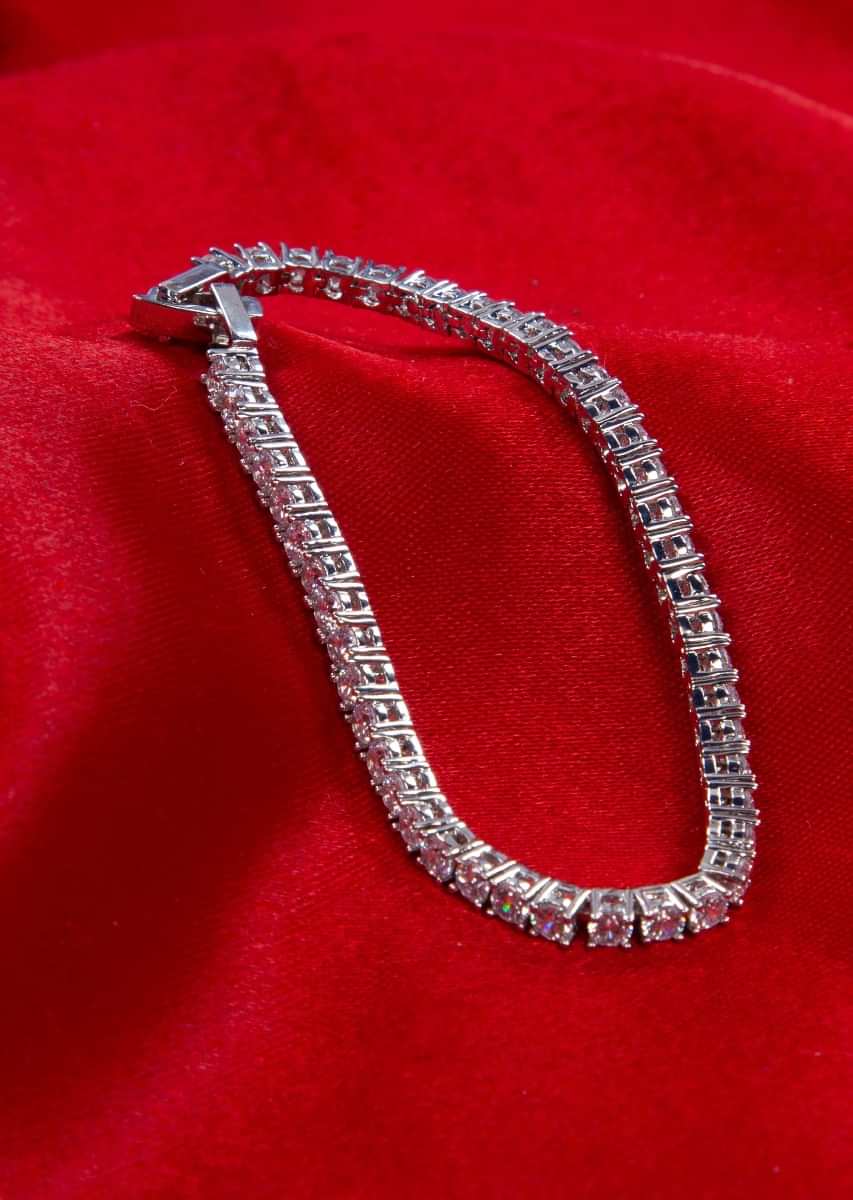 Silver plated bracelet studded in diamond stones only on kalki