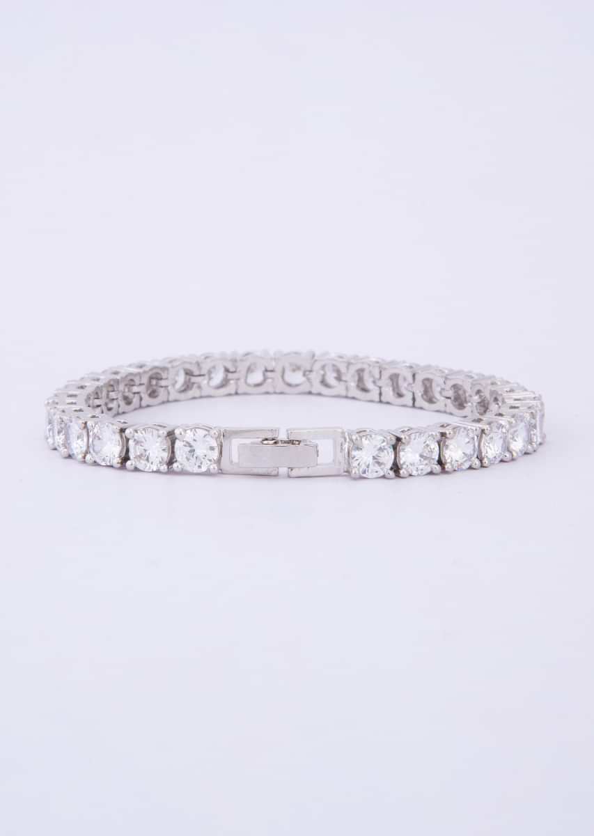Silver plated Diamond studded bracelet only on Kalki
