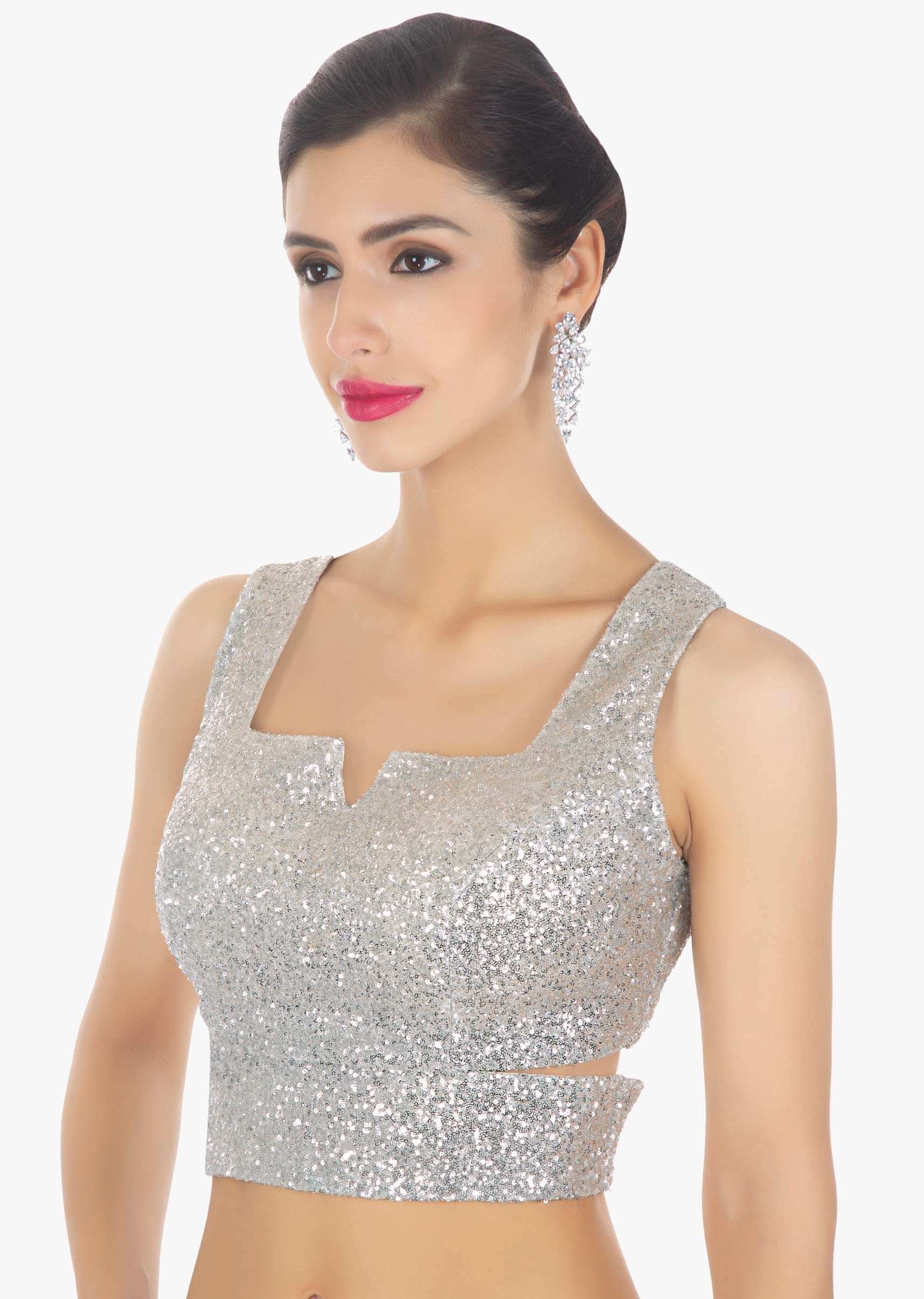 Silver sequins blouse with side cut outs