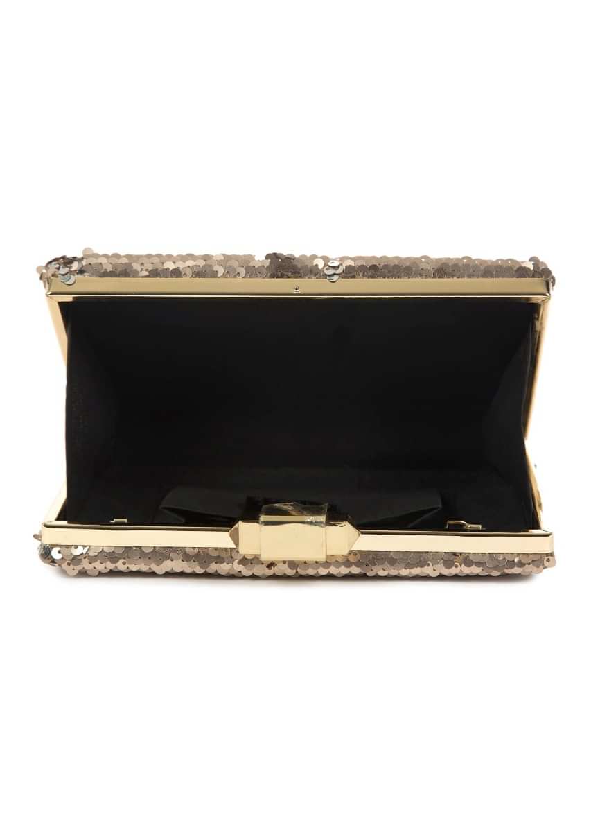 Silver Clutch in rectangular shape featuring in sequin work 