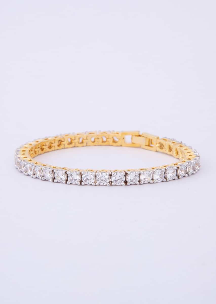 Single string diamond studded bracelet with gold plating only on Kalki