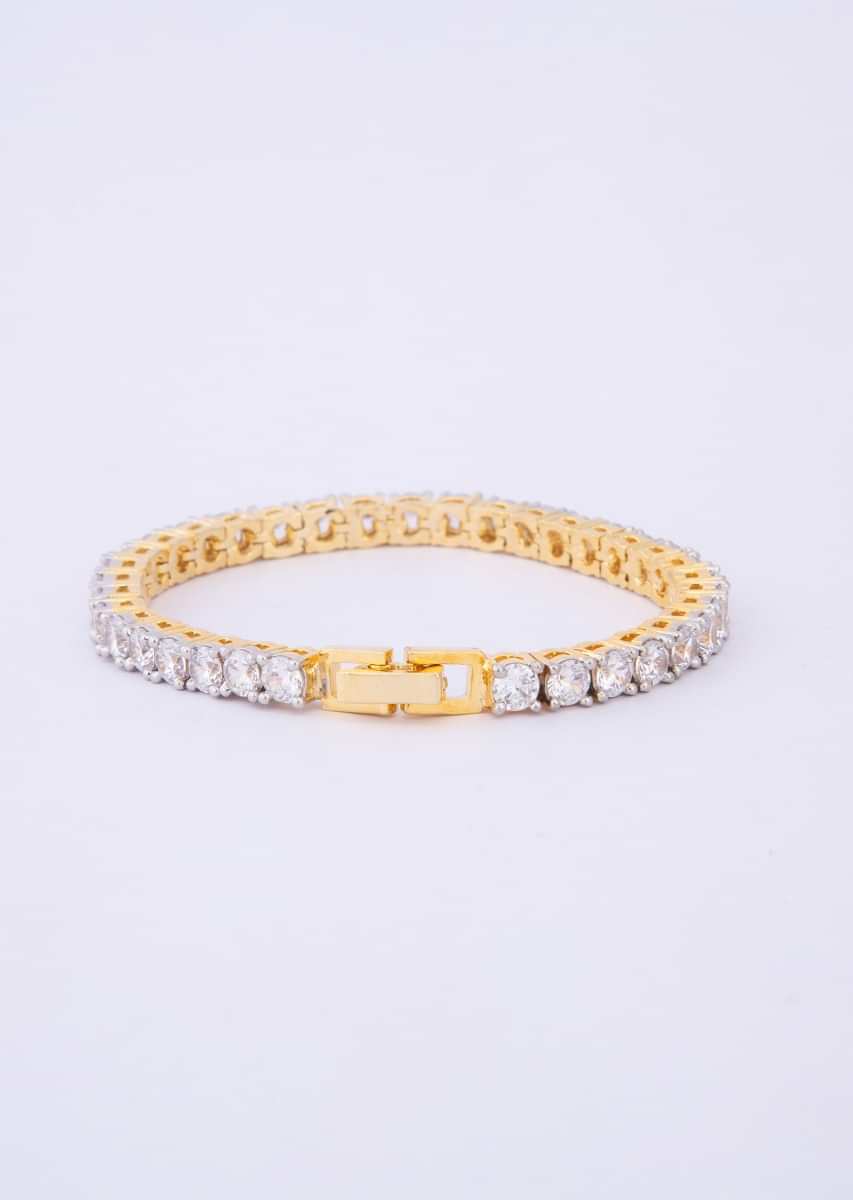 Single string diamond studded bracelet with gold plating only on Kalki