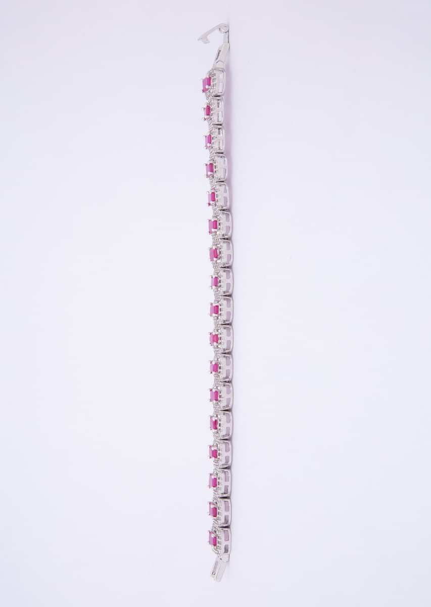 spectacular diamond bracelet enameled with pink beads only on kalki