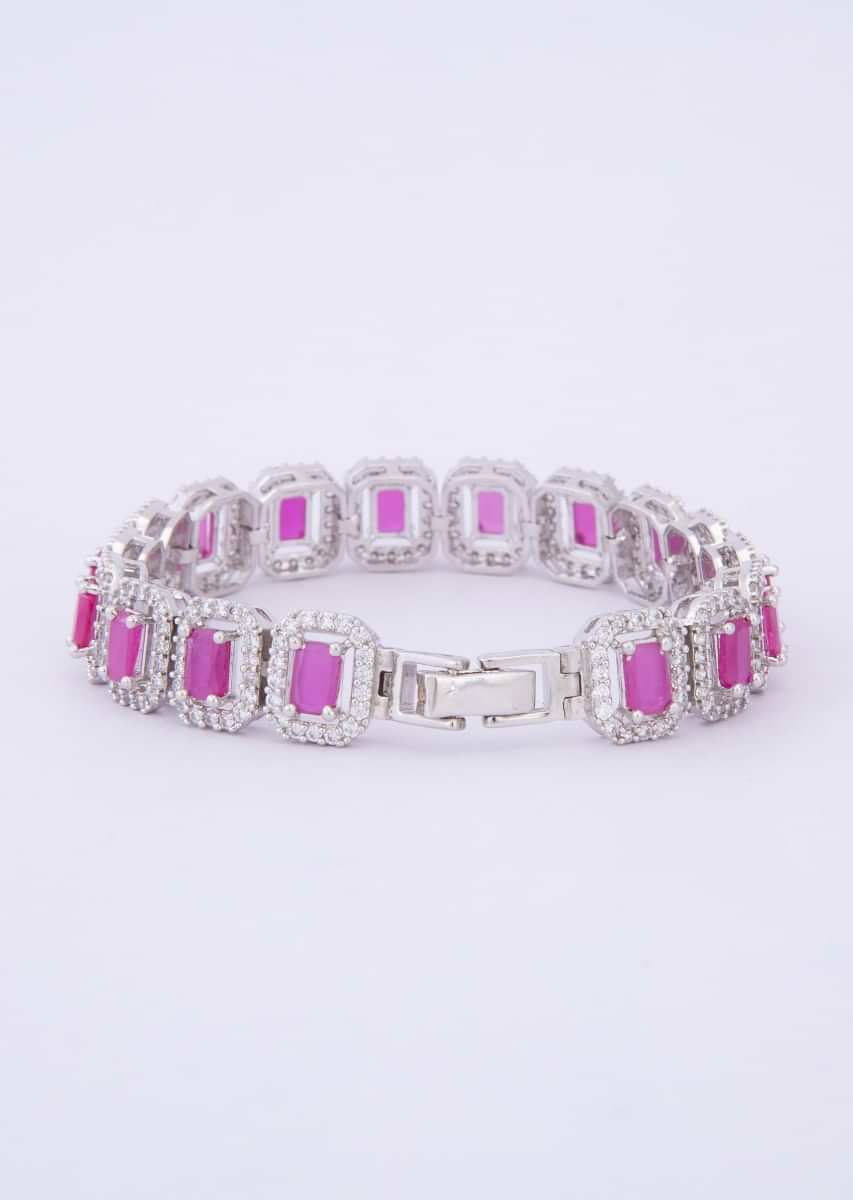 spectacular diamond bracelet enameled with pink beads only on kalki