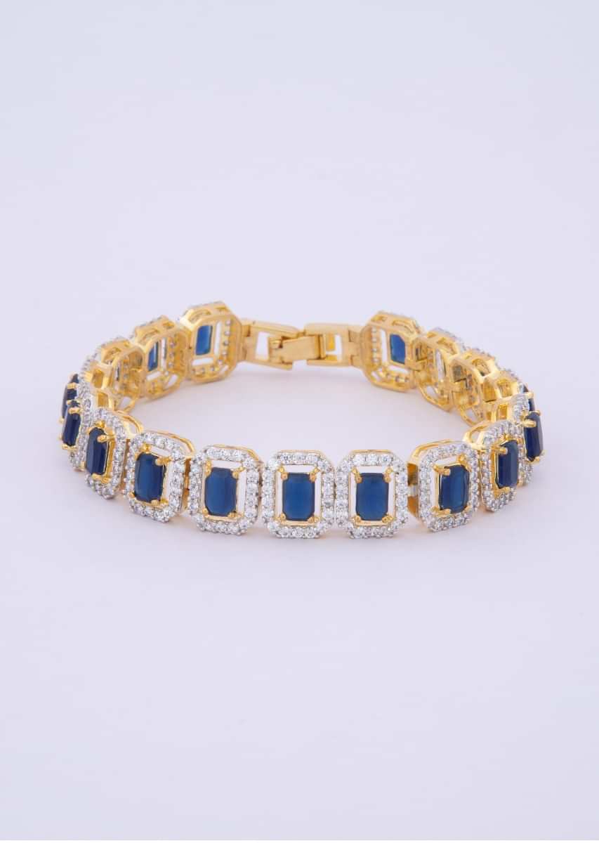 Stone studded bracelet with royal blue beads only on kalki
