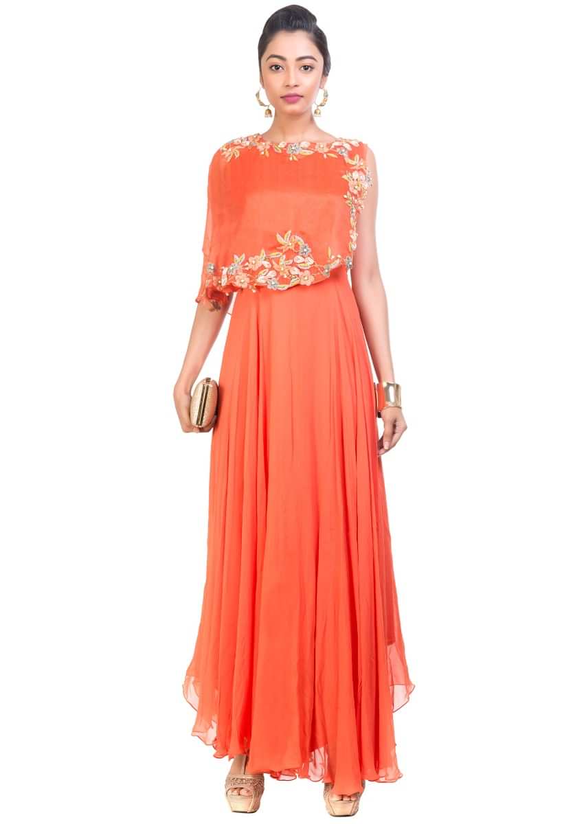 Tangerine Cape Dress 