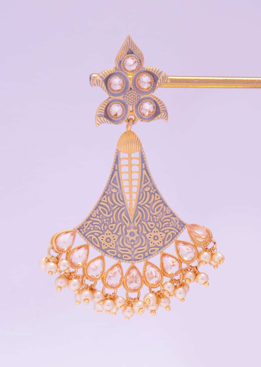 Traditional chandelier earring with nano moti drop only on kalki
