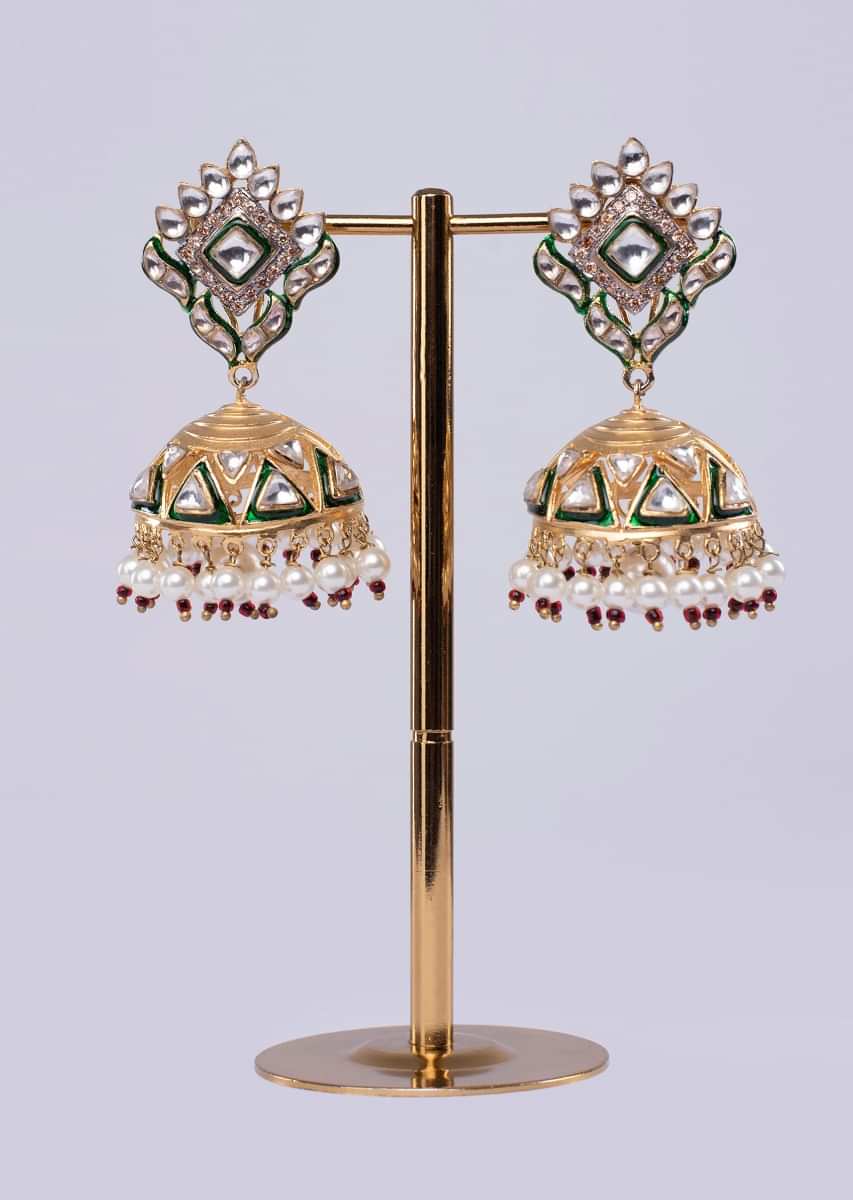 Traditional jhumkas earrings with cut outs only on Kalki