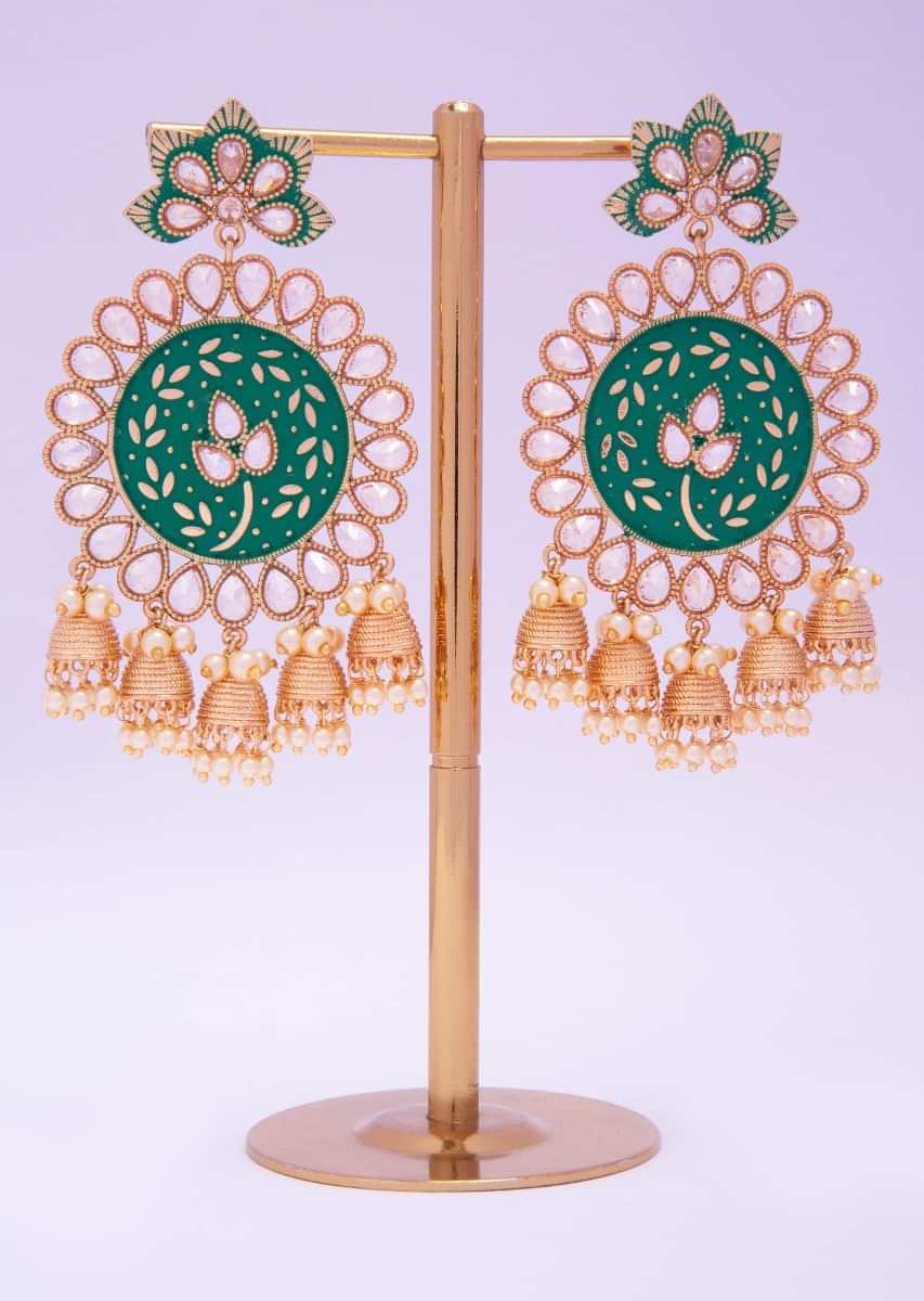 Traditional kundan earring with meenakari work and nano jhumkas  only on kalki