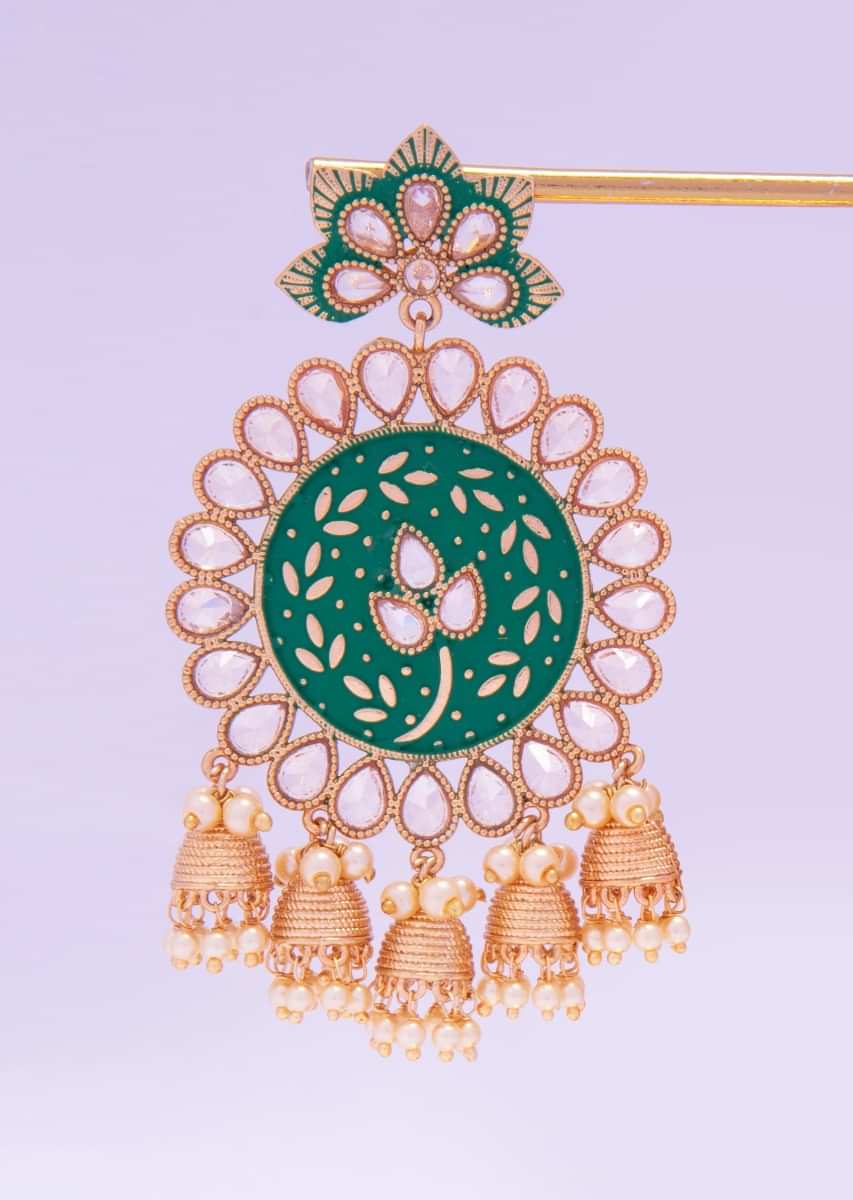Traditional kundan earring with meenakari work and nano jhumkas  only on kalki