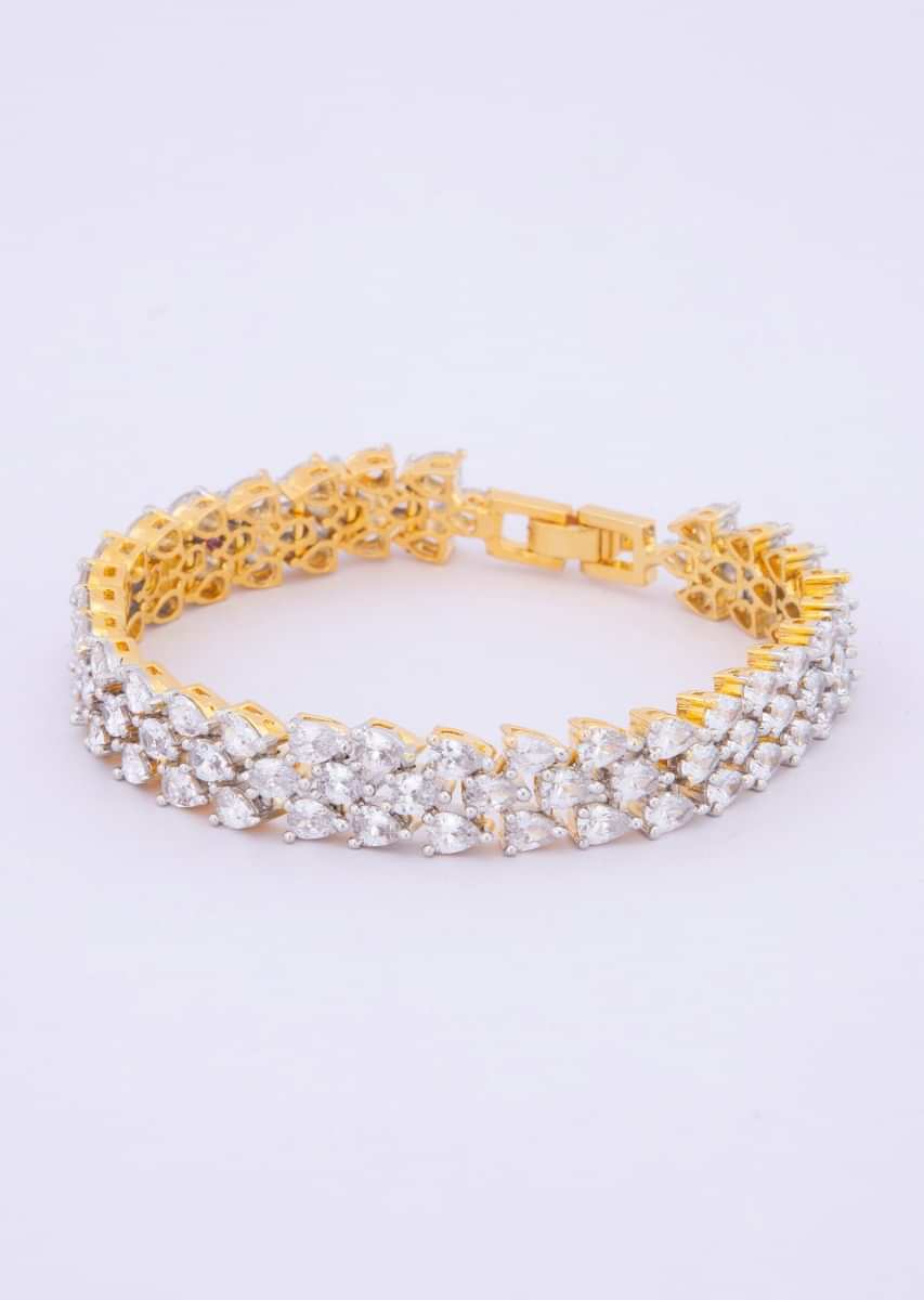 Triple layer diamond studded bracelet in pearl cut shape only on kalki