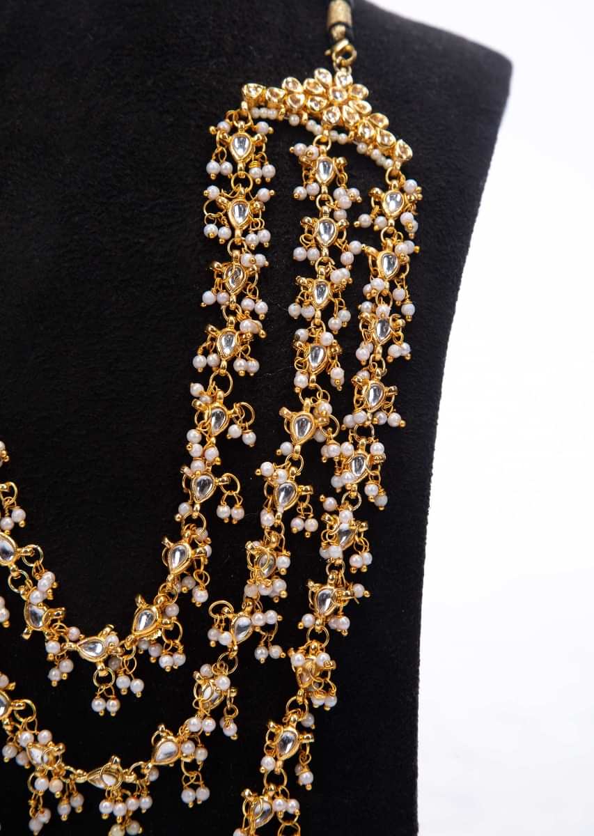 Triple layer gold plated kundan necklace only on Kalki
