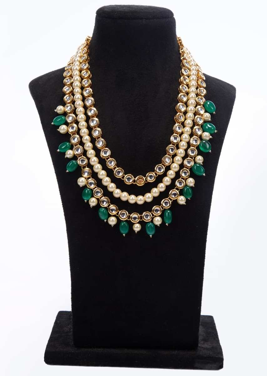 Triple layer gold plated kundan outlet necklace only on kalki