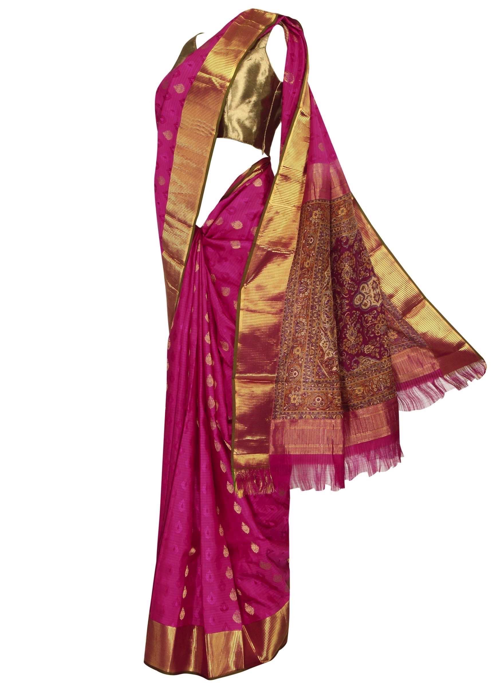 Ultra Purple Saree With Kalamkari Print Motif Online - Kalki Fashion