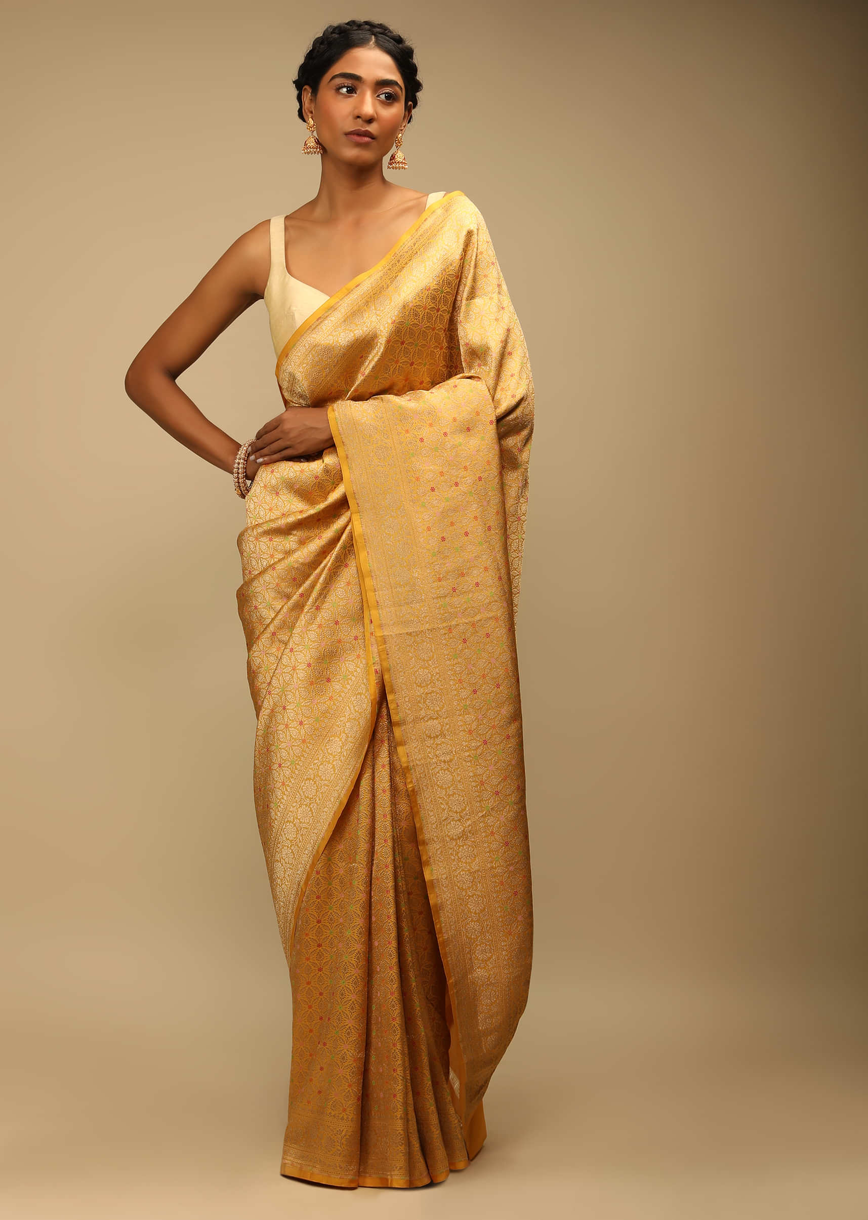Creative Golden Colored Designer Saree, Bollywood Saree latest collections  | Bollywood Sarees
