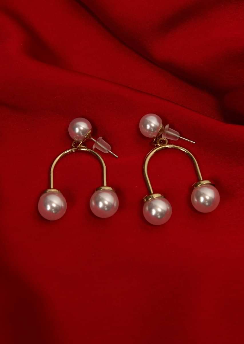 White pearl studs with drop