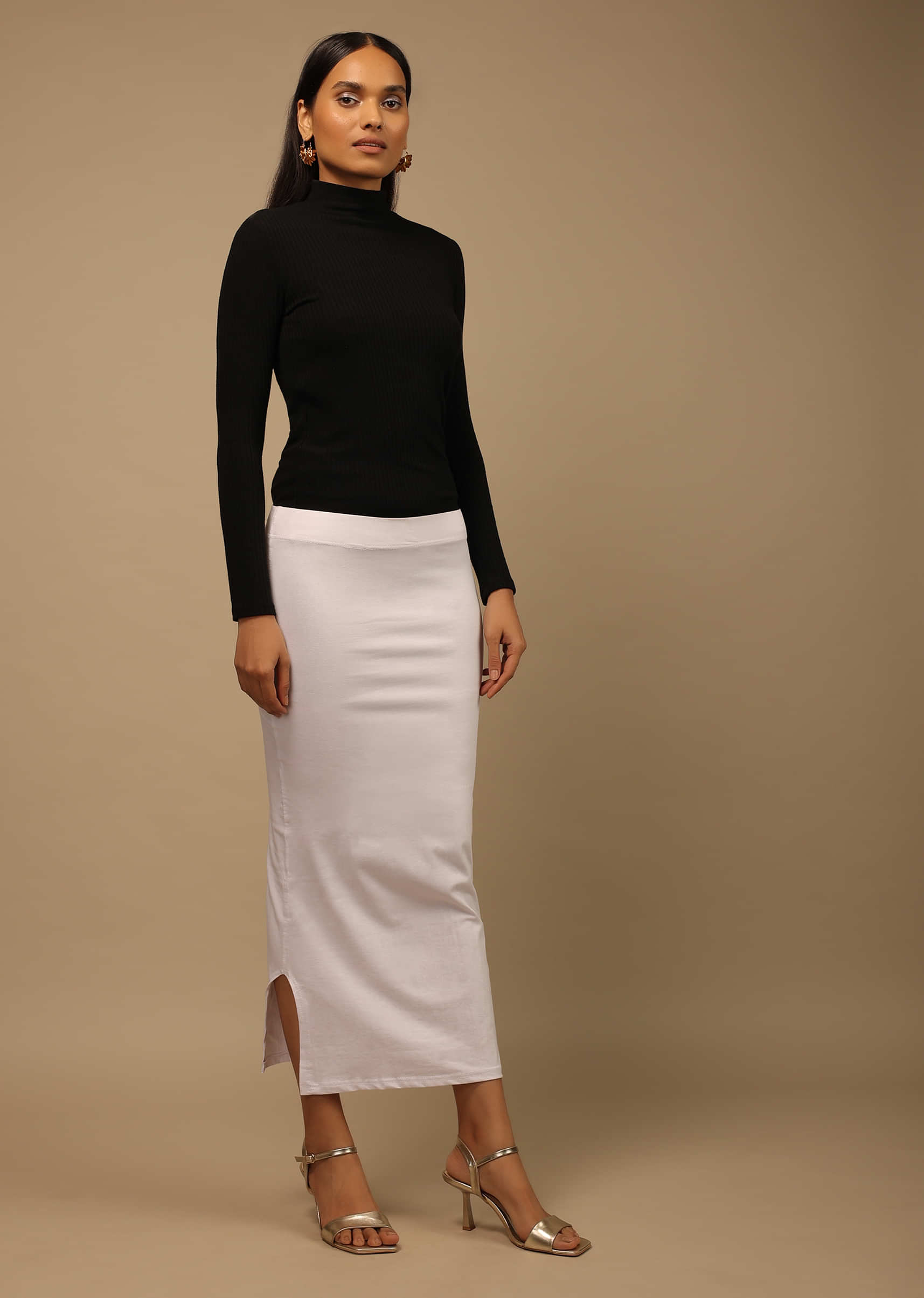 Spangel Fashion khakhi Petticote Lycra Blend Petticoat Price in