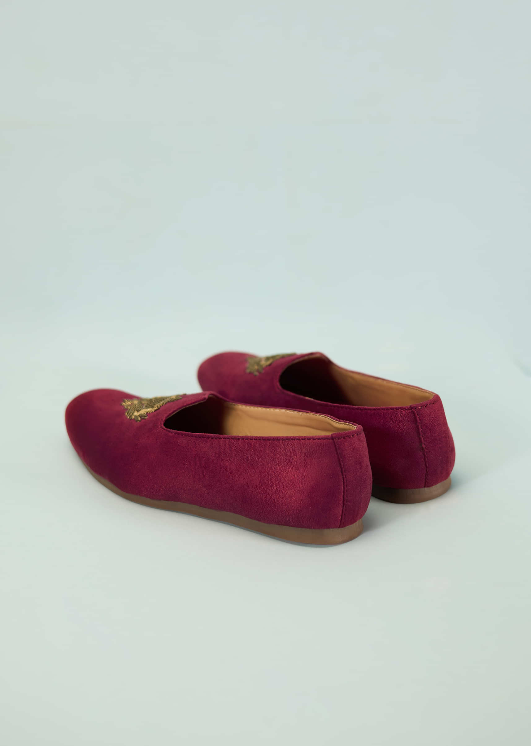 Valentine Red Mules For Men In Suede With Embroidery