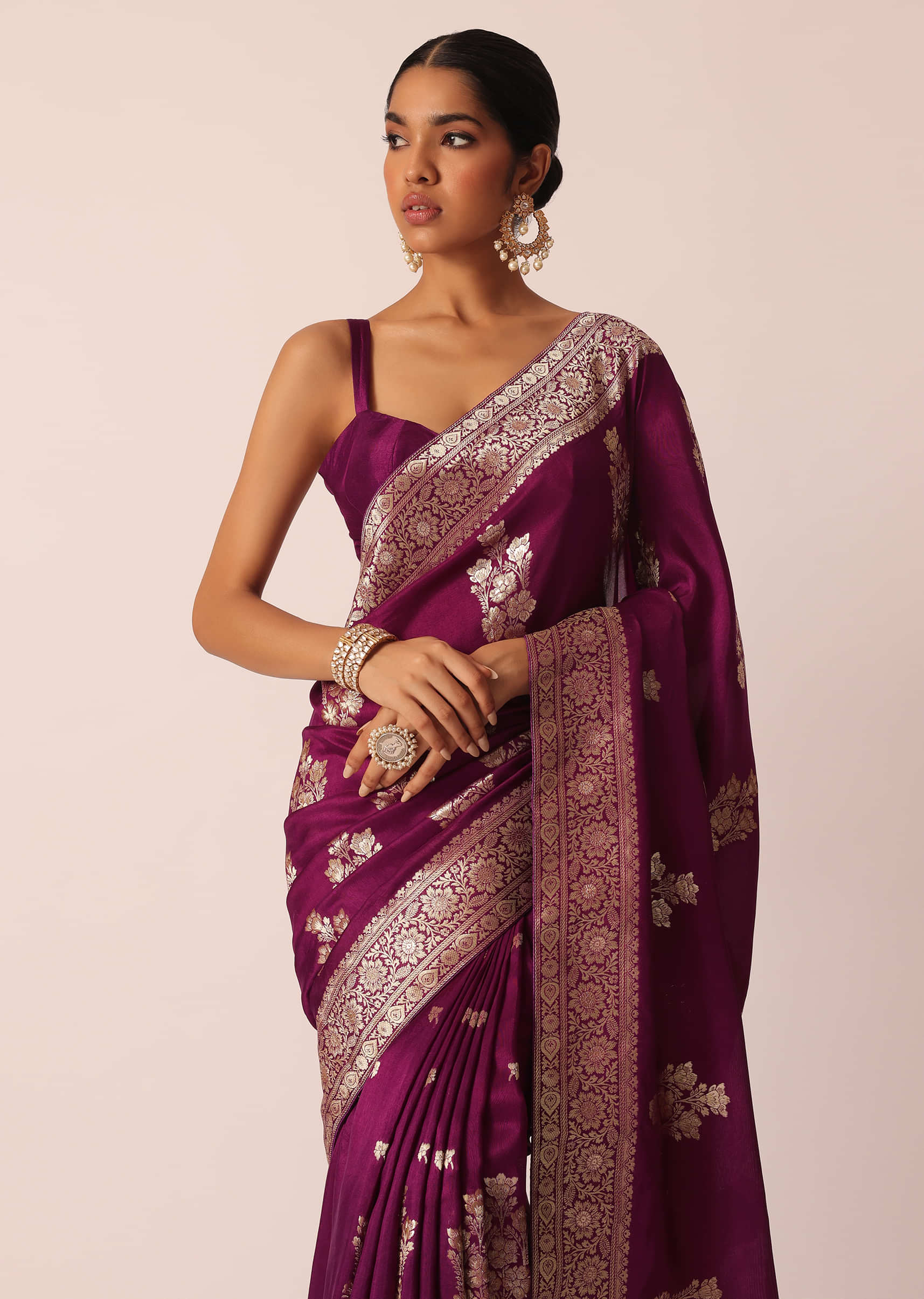 Buy Peach & Multi Colour Gulbahar Pre-Draped Embroidered Saree With  Stitched Blouse Online - RI.Ritu Kumar International Store View