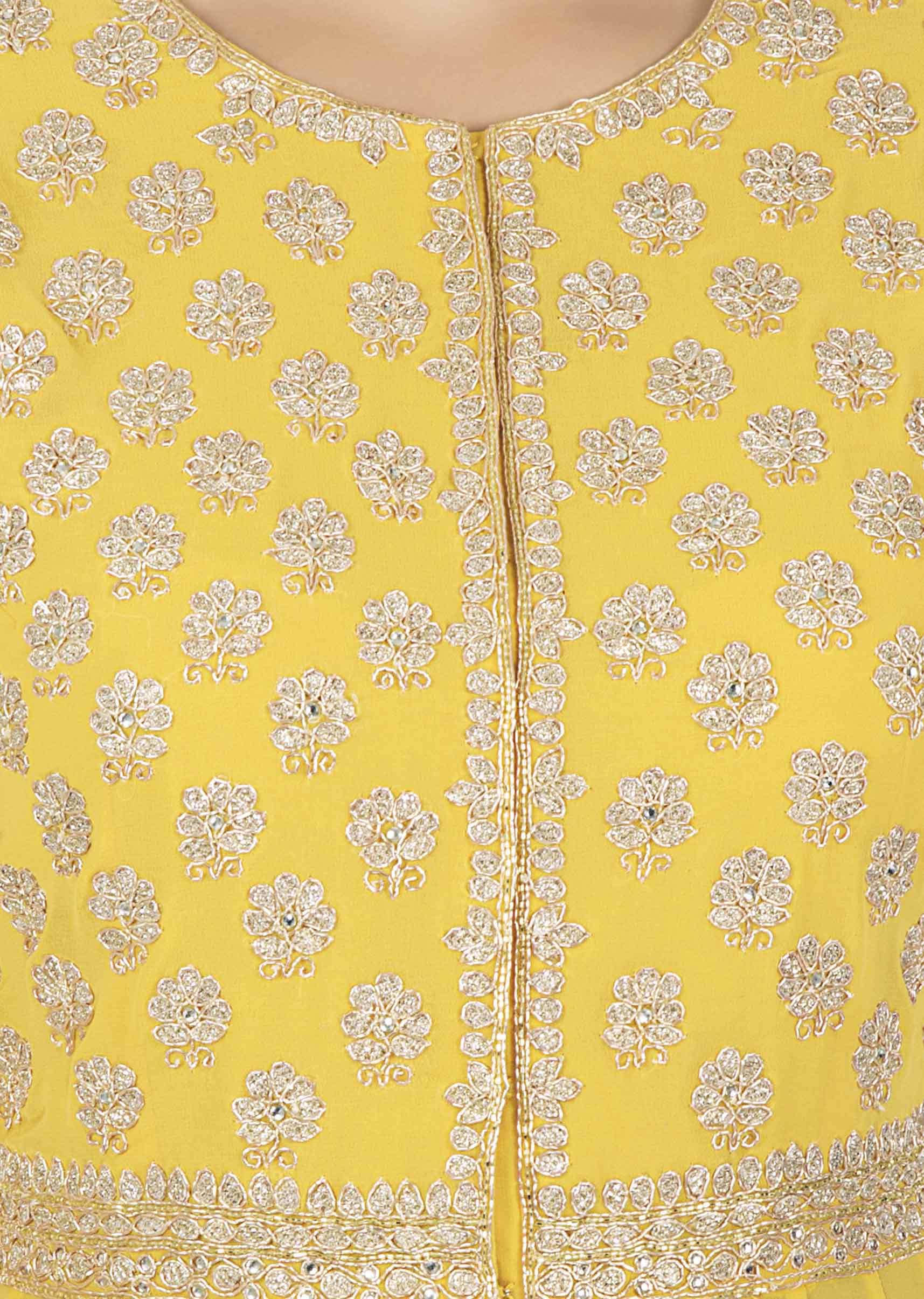 Yellow kurti with front slit only on kalki