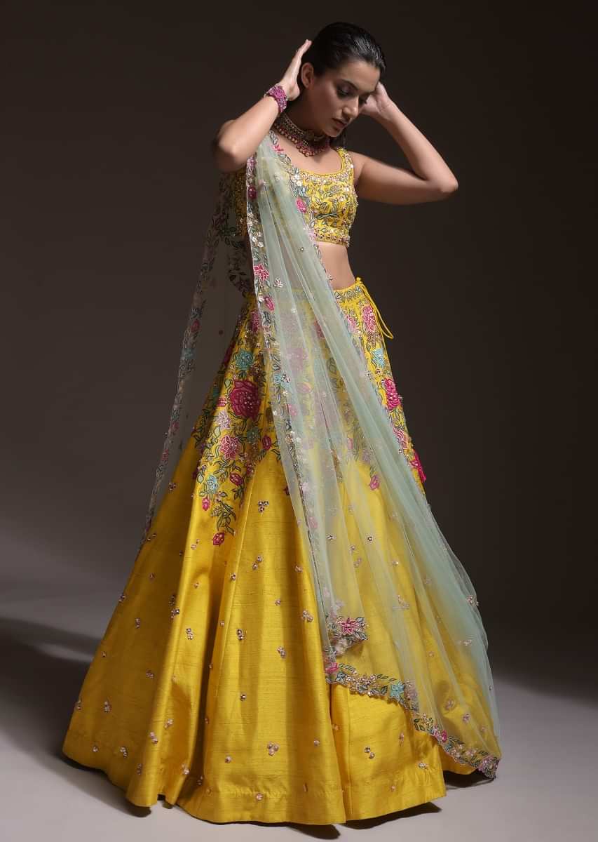 Buy Yellow Amber Ethnic Lehenga With Blouse And Dupatta for Women Online @  Tata CLiQ Luxury