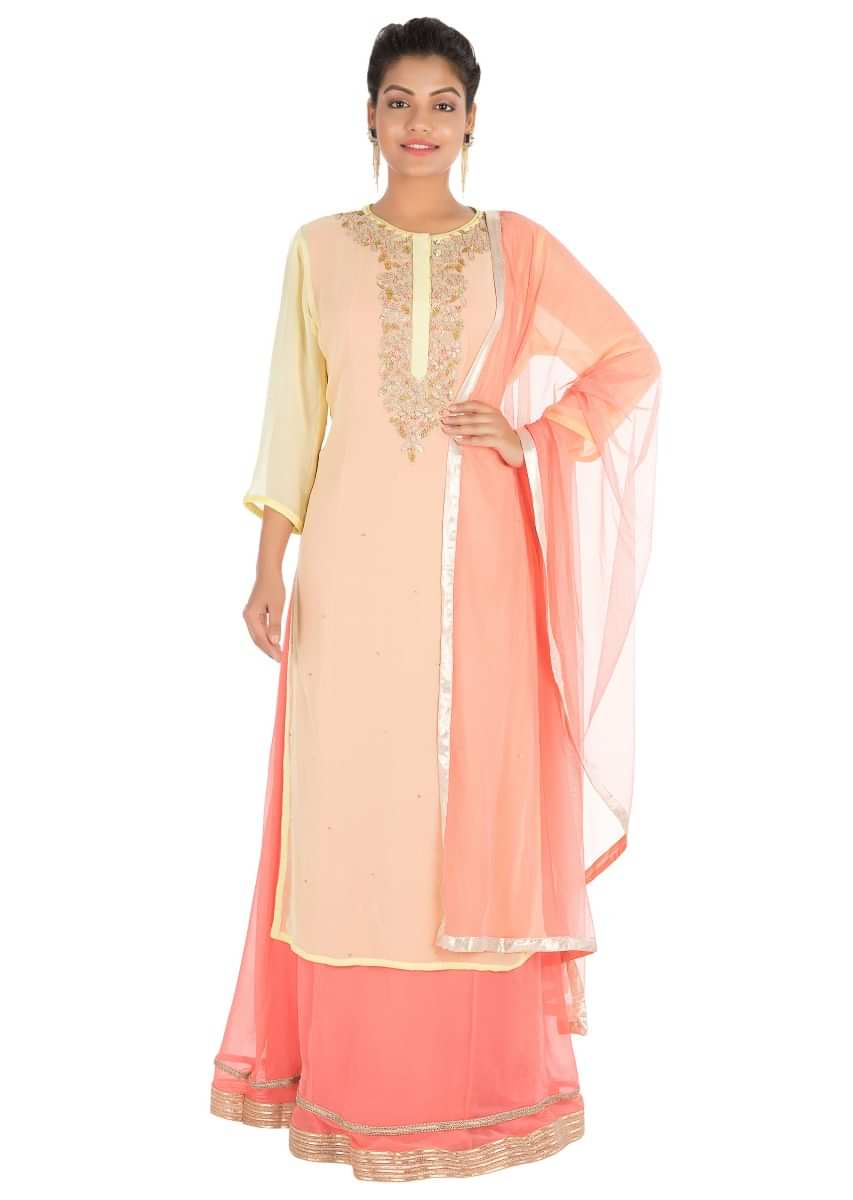 Yellow - peach double layered suit