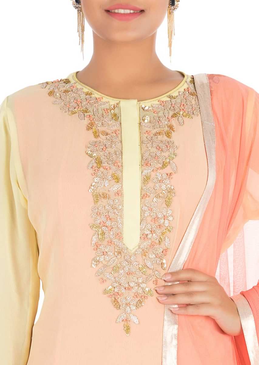 Yellow - peach double layered suit