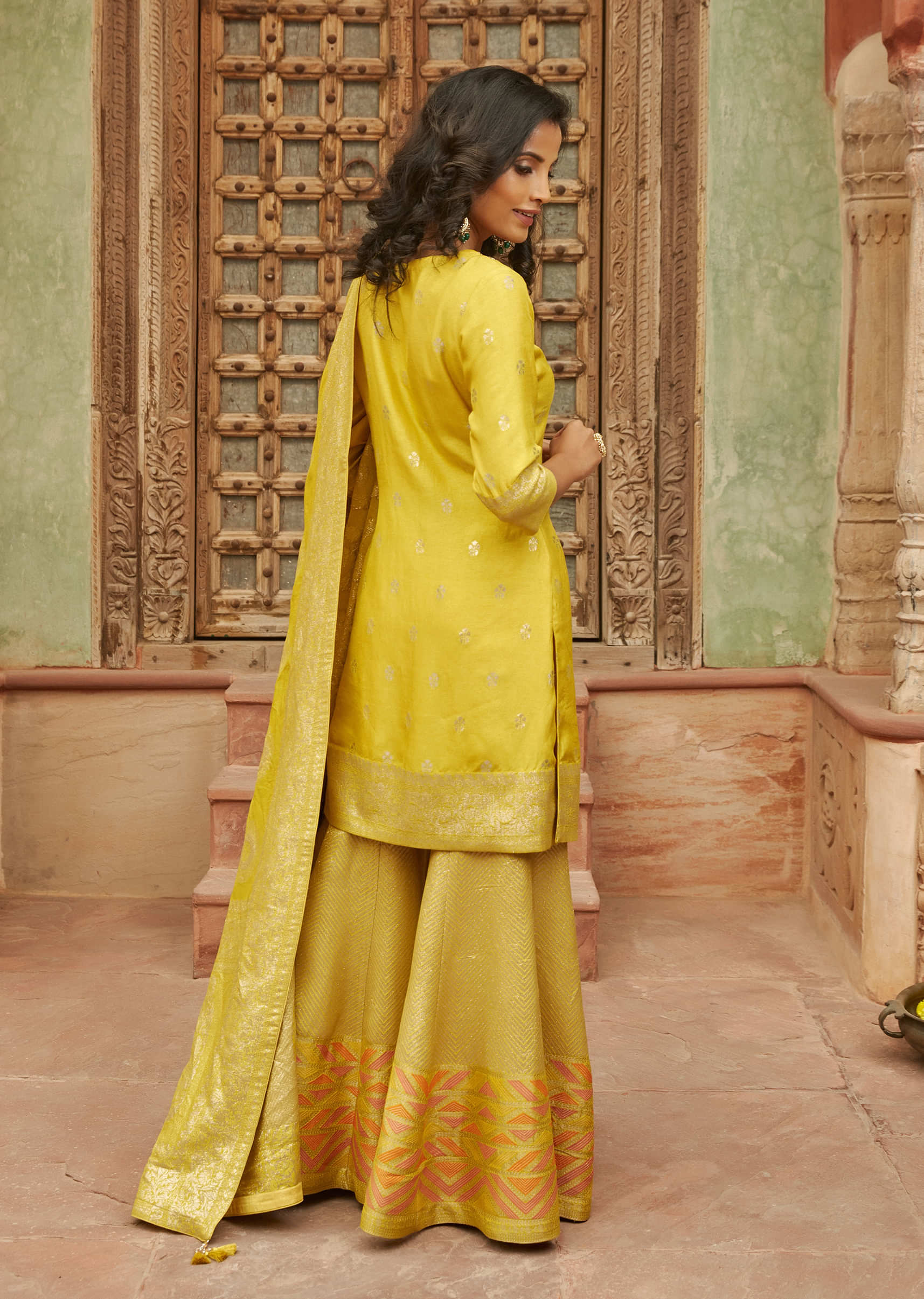 sharara suit with banarasi dupatta