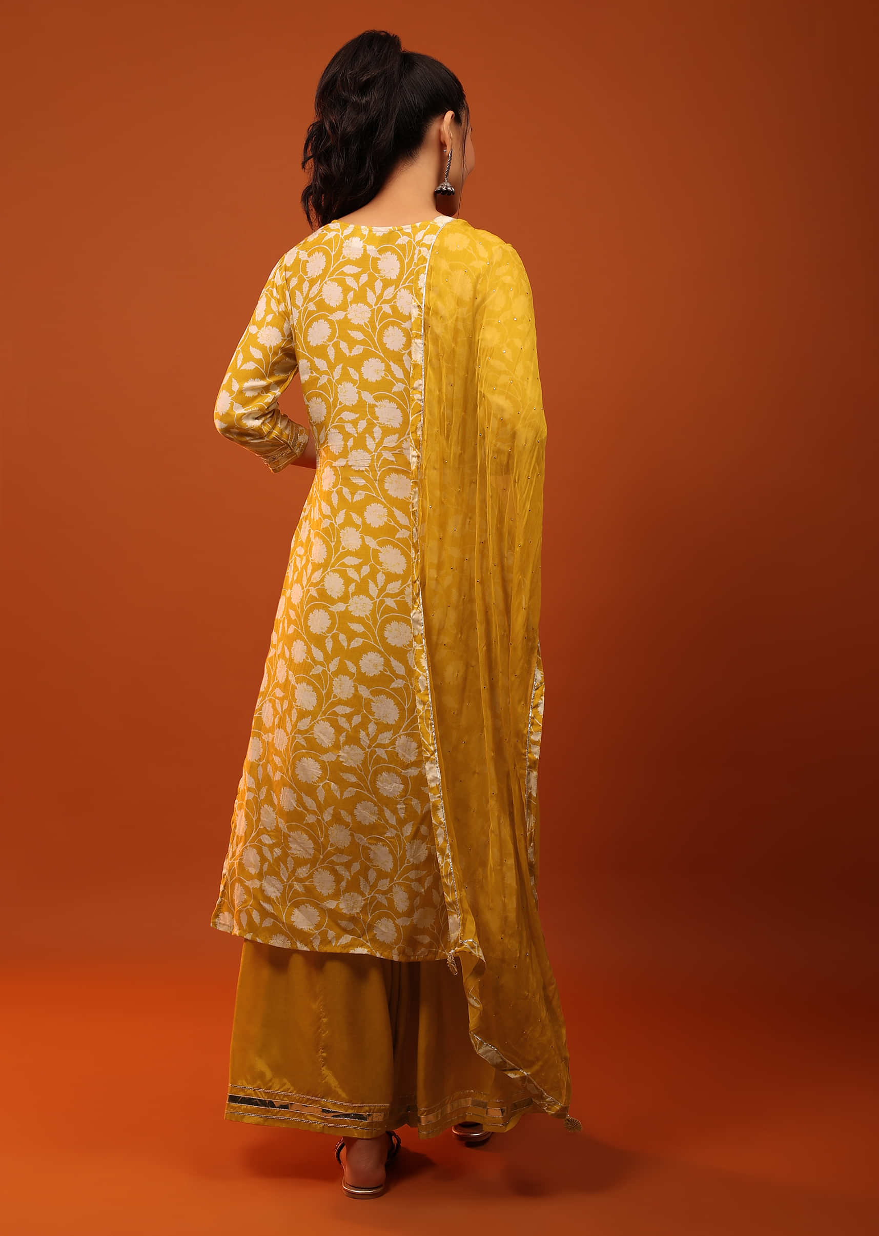 Yellow Sharara Suit With Gotta Patti And Floral Prints