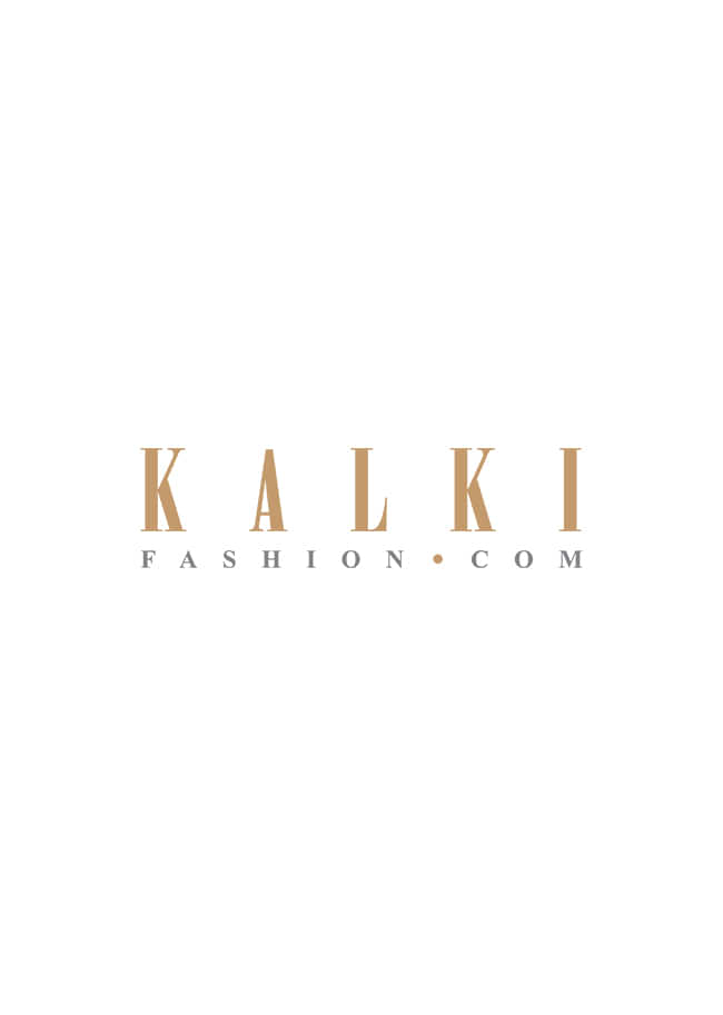 Navy blue gown in silk with embroidered bodice and full sleeve only on Kalki