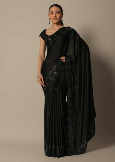  Timeless Black Saree With Unstitched Blouse