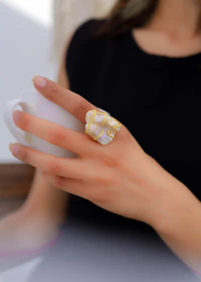 Baroque White Pearl Ring