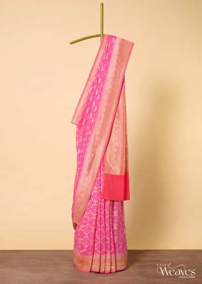 Elegant Pink Banarasi Khaddi Saree For Festive Bliss