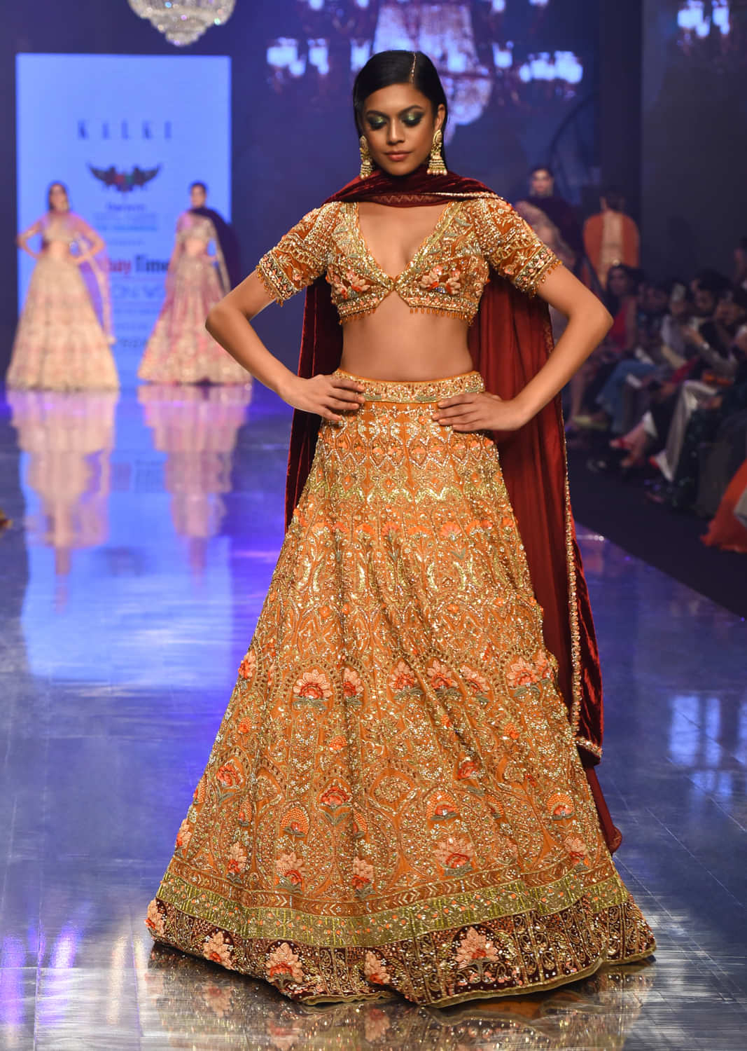 Buy Chocolate Brown Arcadia Bridal Lehenga In Raw Silk With Embroidery ...