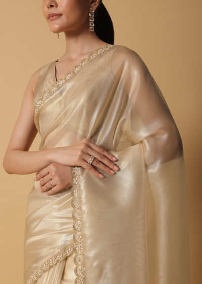 Scintillating Light Brown Golden Color Soft Silk Saree With Belt –  TheDesignerSaree