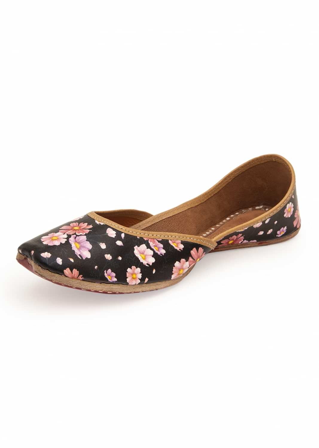 Multicoloured Juttis In Leather With Digital Floral Print