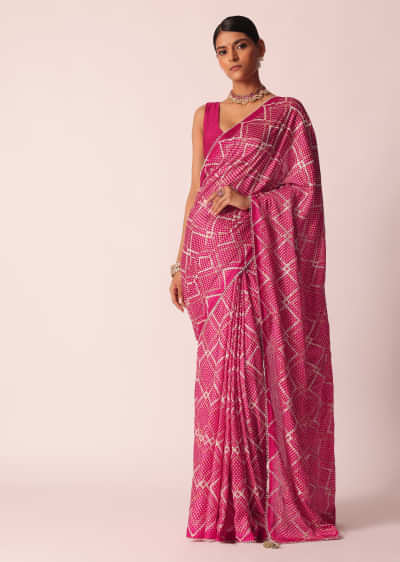 Bandhni saree with peplum blouse - Pinkcity by Sarika