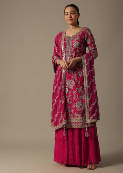Pink Sharara Set With Sequin Embroidered Detail