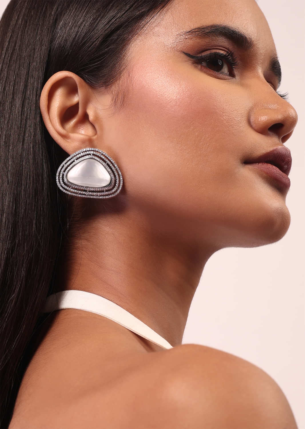 Two-Tone Finish Moissanite Oversized Stud Earrings