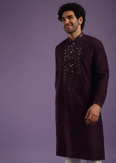 Buy Mauve Purple Chikankari Kurta Set In Rayon With Sequins Embroidery  KALKI Fashion India