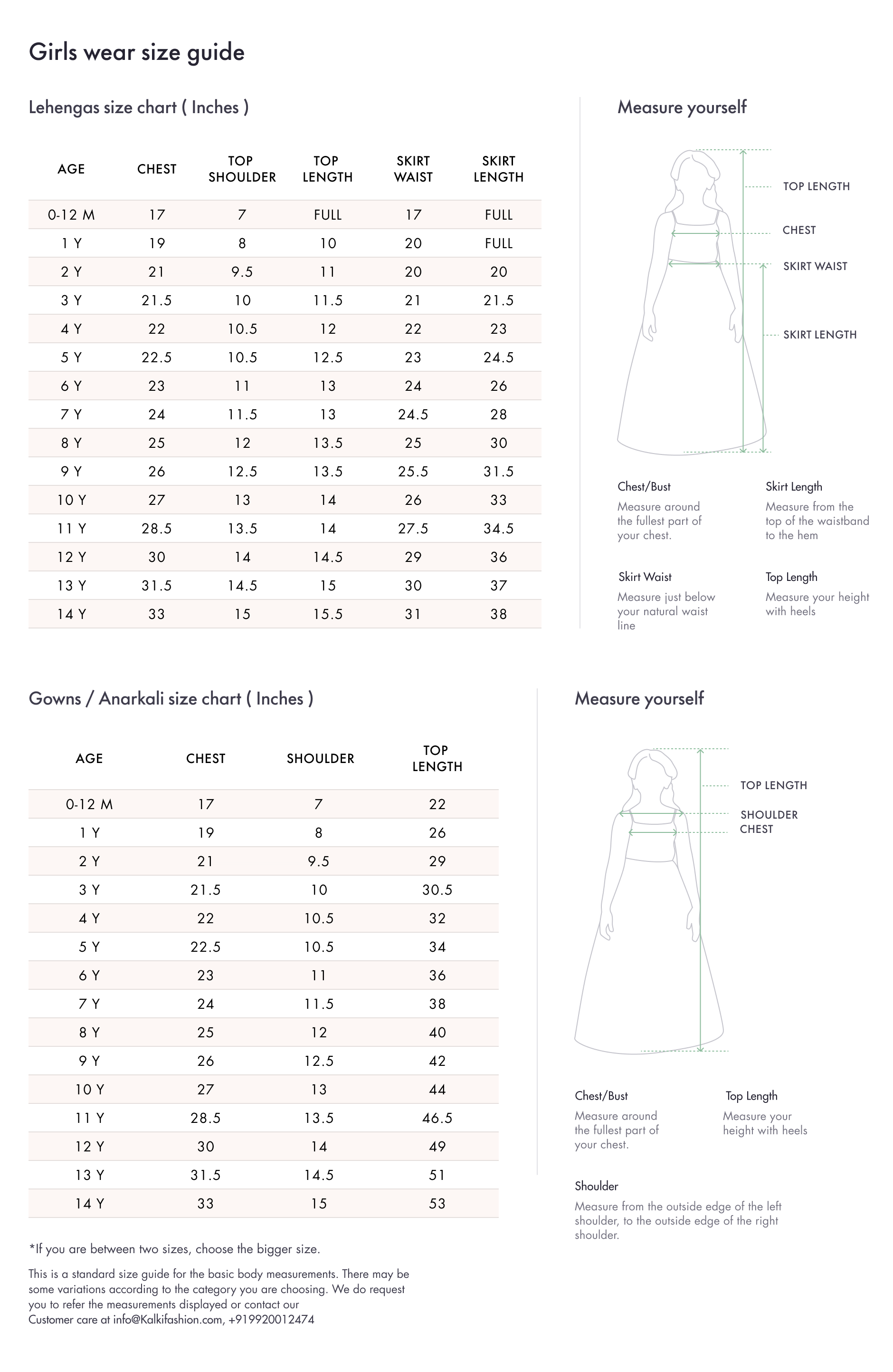 Size Guide  Kids Kurta UK